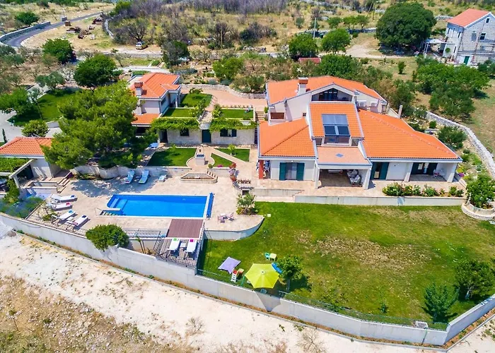 Panoramic In Prgomet, Sea View And Private Pool Villa Plano