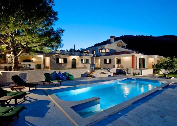 Panoramic In Prgomet, Sea View And Private Pool Villa Plano